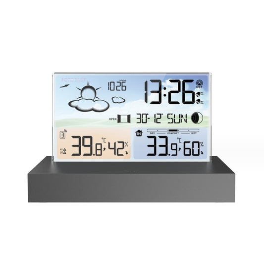 Transparent glass weather wireless multi function clock